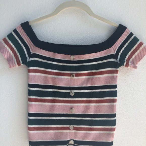 NWOT Lottie Moss Striped Crop Top - Picture 2 of 3